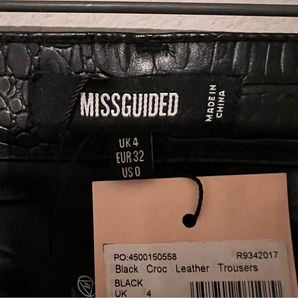 Tall Stassie X Missguided Croc Print Faux Black Leather Trousers - Picture 12 of 16